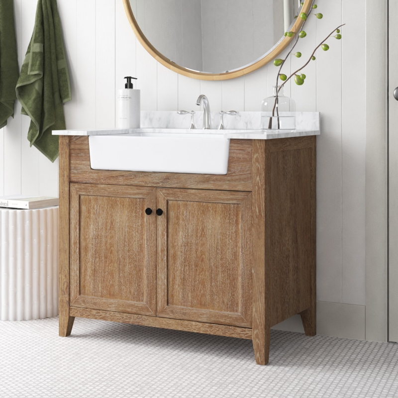 Sally 36'' Single Bathroom Vanity with Marble Top