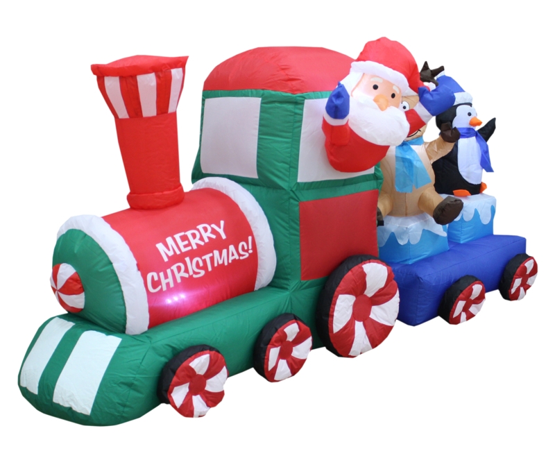Santa on Train Christmas Inflatable