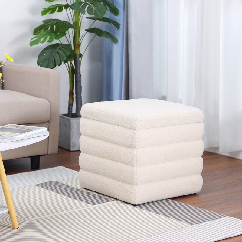 Satendra Faux Fur Upholstered Fluffy Ottoman