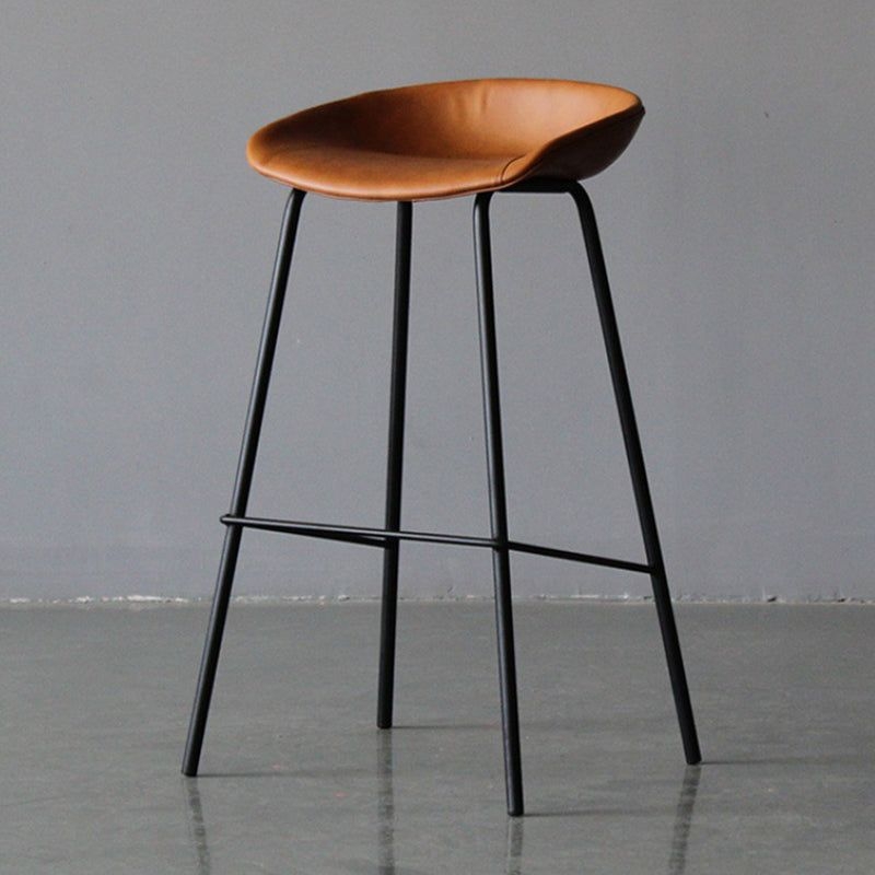 Scandinavian Metal Kitchen Dining Room Armless Stool Low Back Bar Stool - Brown / 1 Piece / Bar Stool(30H)