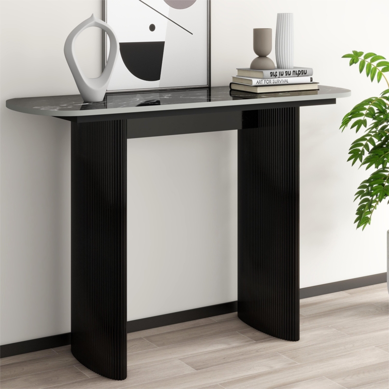 Serwon 47" Marble Console Table with Fluted Base