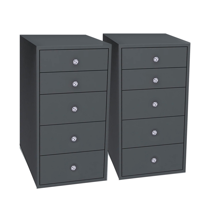 SlayStation 5 Drawer Makeup Vanity Storage Unit with Soft Close Makeup Cabinet with Crystal Knobs