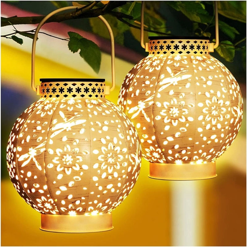 Solar Powered Integrated LED Outdoor Lantern (Set of 2)