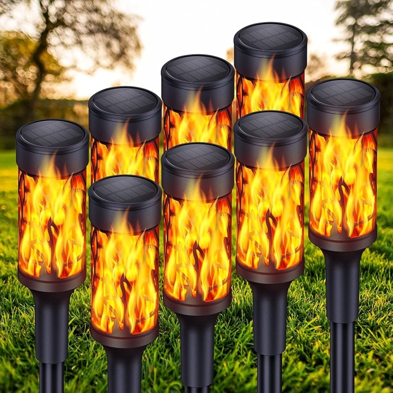 Solar Torch Lights Outdoor, Bucasa Upgraded Extra-Bright with Dancing Flickering Flames, Landscape Decoration Flame Lights For Garden Pathway Light (Set of 6)