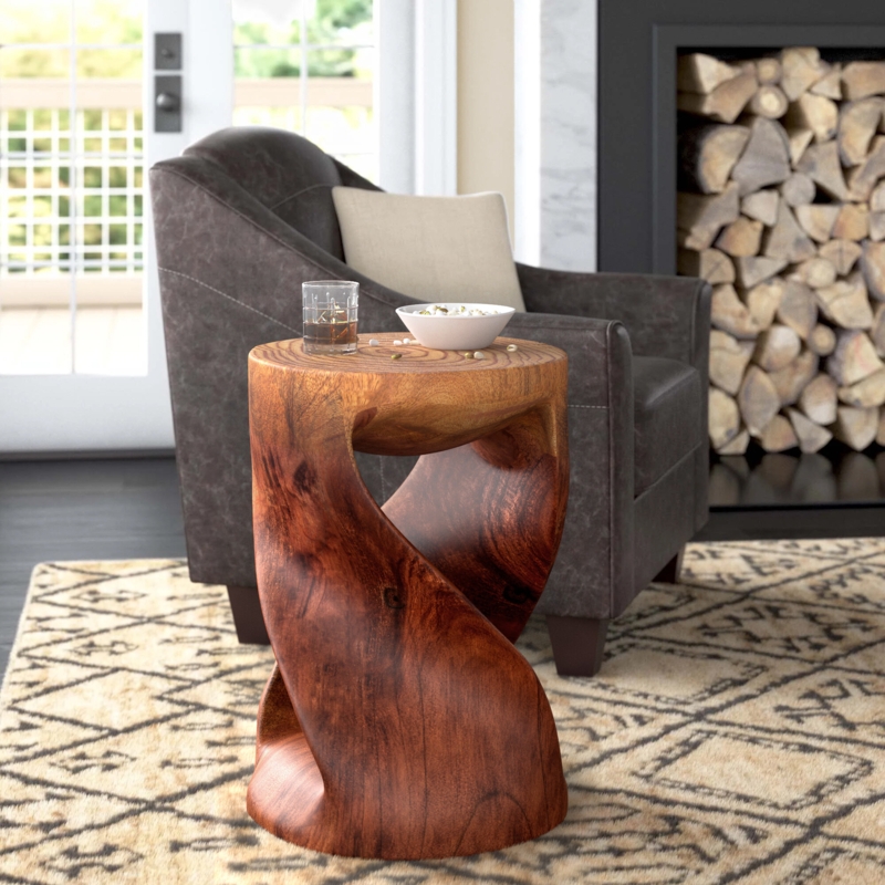 Solid Wood Drum End Table