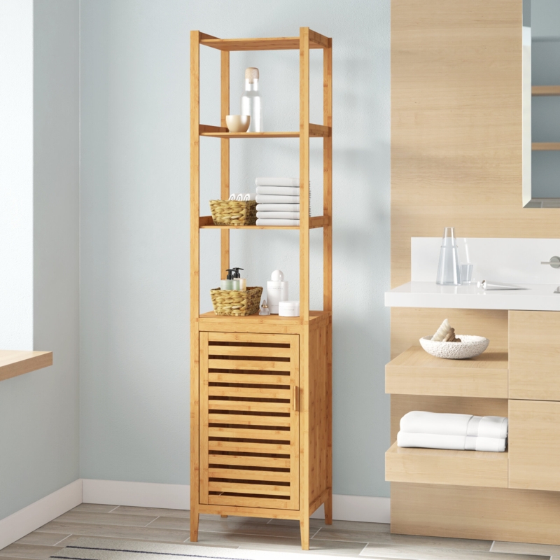 Solid Wood Freestanding Linen Tower