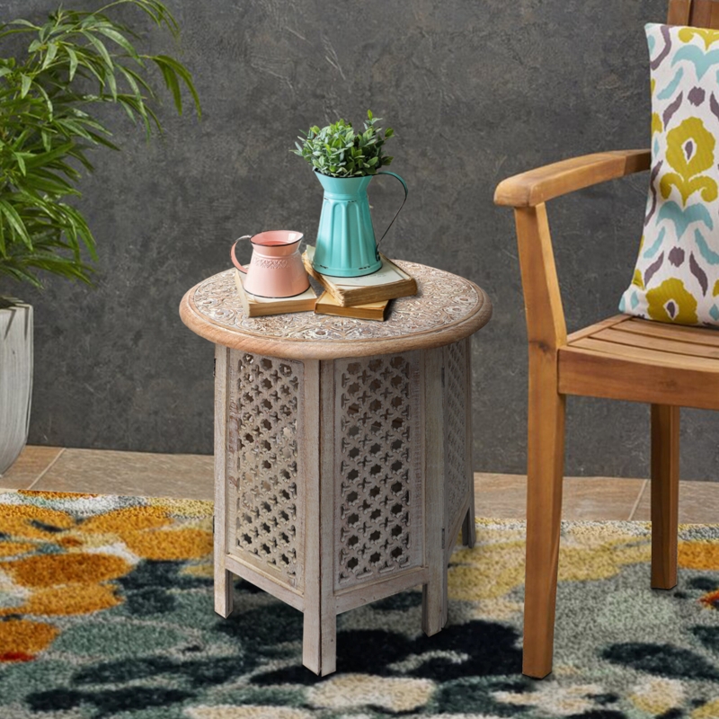 Solid Wood Top End Table