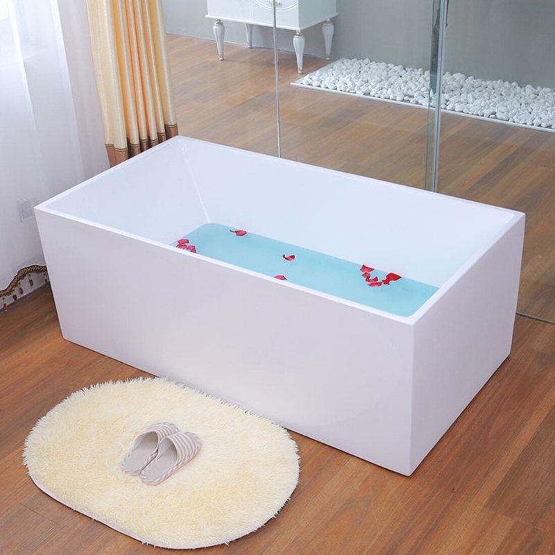 Spa 55" X 29" Freestanding Soaking Bathtub Contemporary Design Tub with Pop-up Drain Overflow