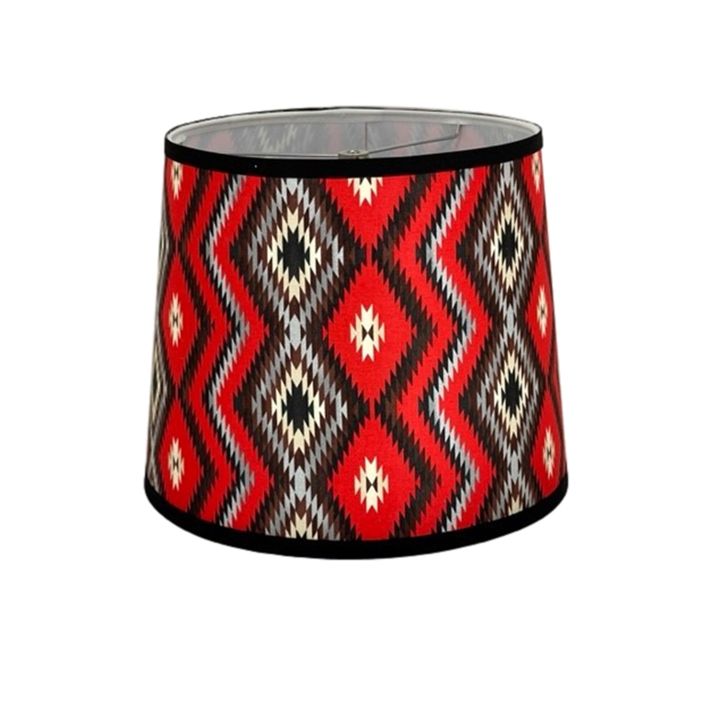 Spirit Trail, Print Lamp Shade Cotton Drum Lamp Shade (Screw on) in Red/Black