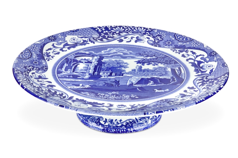 Spode Blue Italian Footed Cake Plate 10.5"
