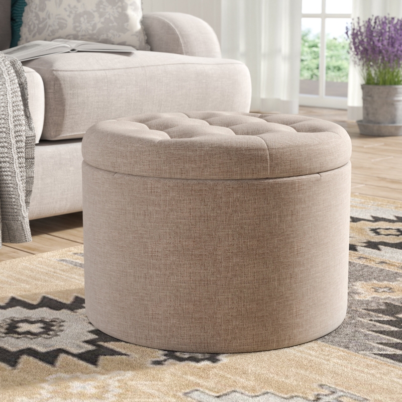 Stansell 22" Wide Tufted Round Storage Ottoman