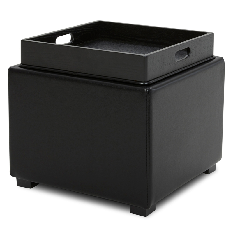 Stone Faux Leather Storage Ottoman