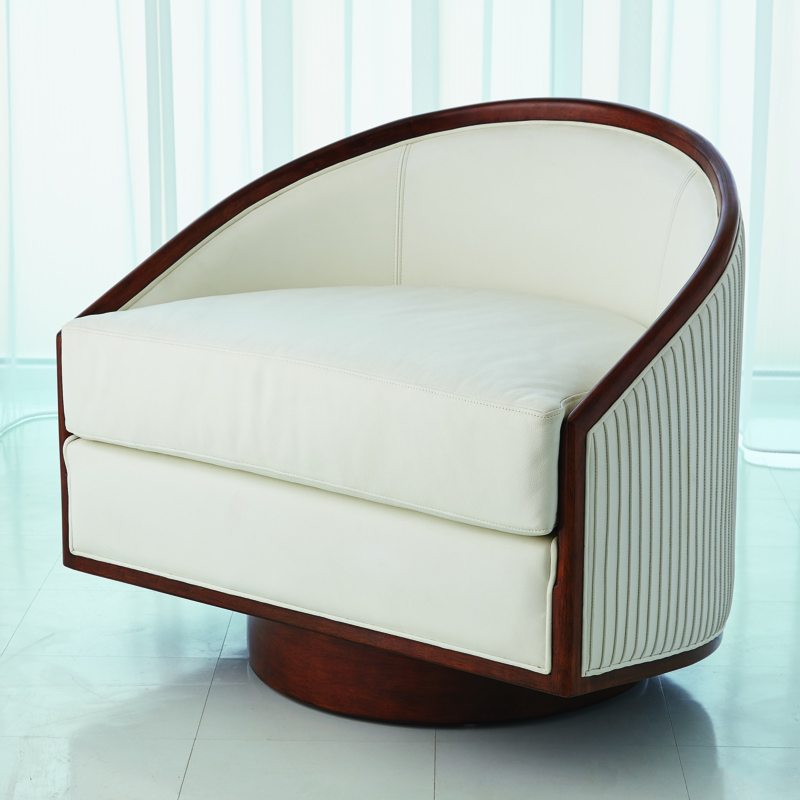 Swivel Chair-White Leather