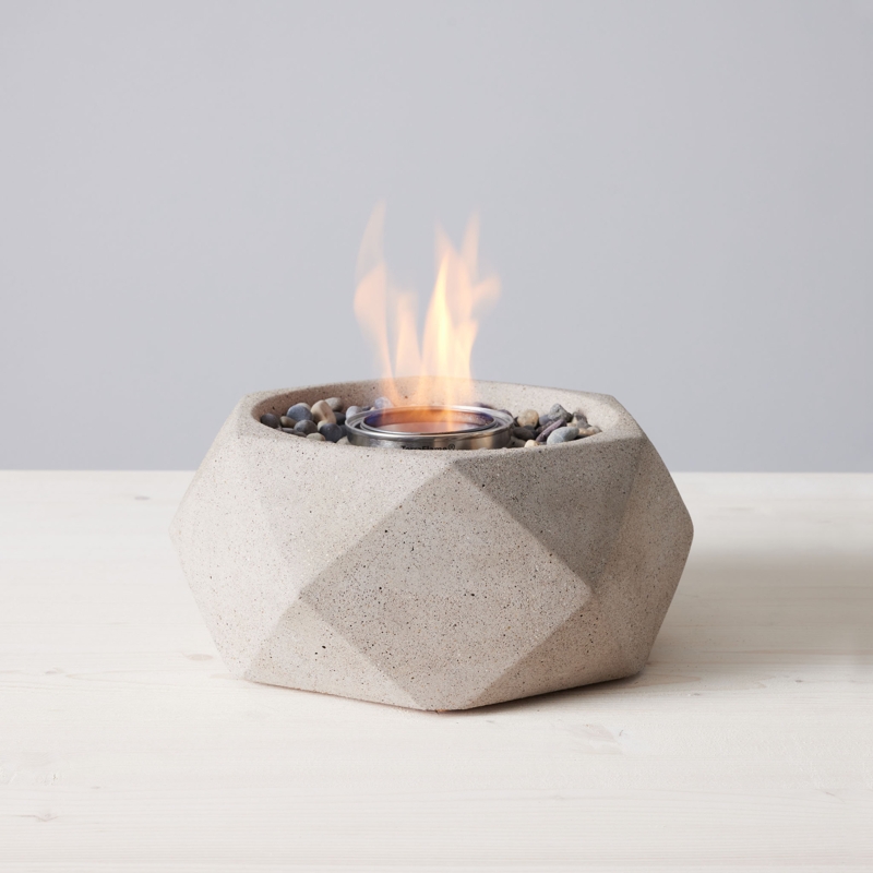 TerraFlame Geo Concrete Table Top Gel Fuel Fire Bowl - Indoor and Outdoor Use