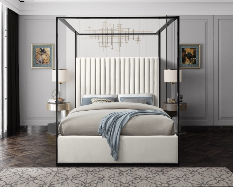 Tessa Upholstered Metal Canopy Bed