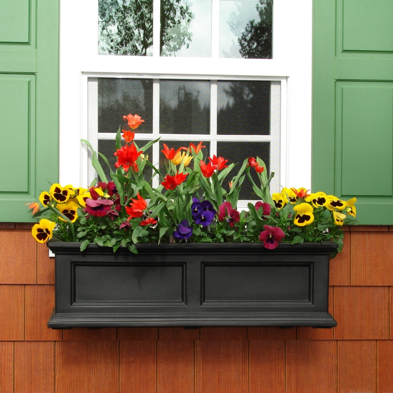 The Anastasiya Resin Window Box Planter with Water Reservoir