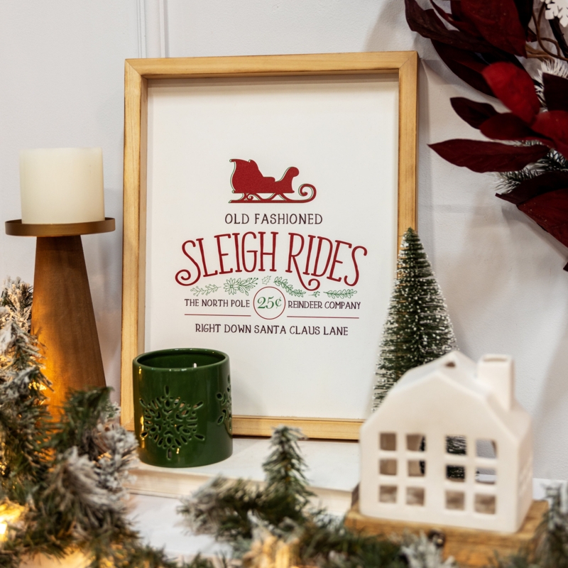 The Holiday Aisle Farmhouse Christmas Sleigh Rides Metal and Wood Wall Art