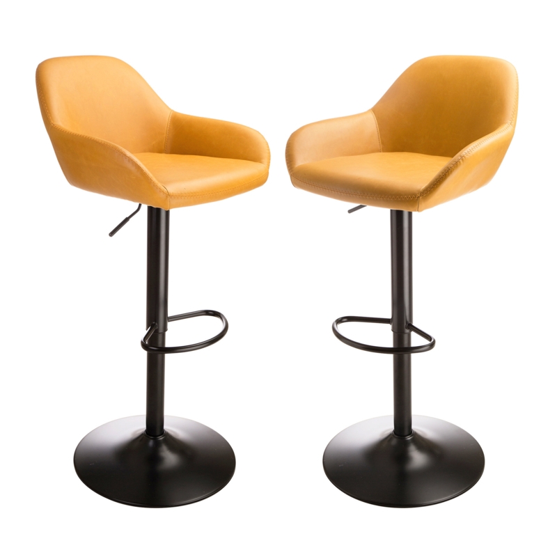 Thibodeaux Swivel Adjustable Height Bar Stool (Set of 2)
