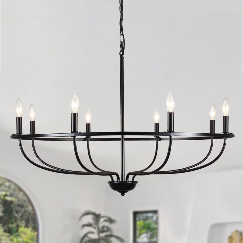 Thorgard 8 - Light Dimmable Wagon Wheel Chandelier