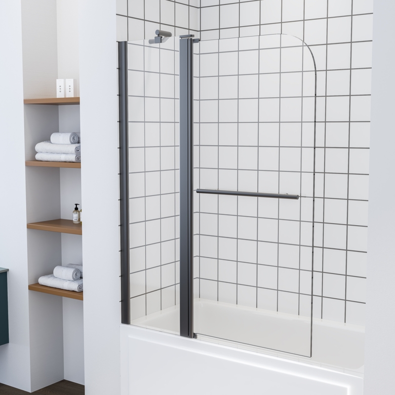Thorndike 39.3" W x 55.1" H Folding Frameless Tub Door