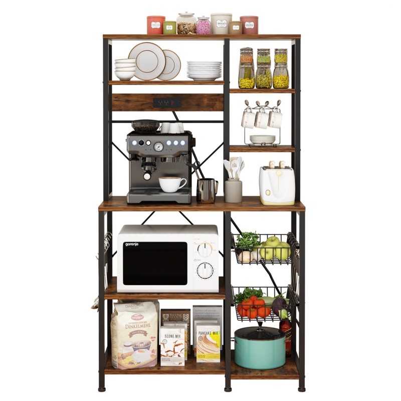 Timyra 38.11'' Iron Standard Baker's Rack with Microwave Compatibility