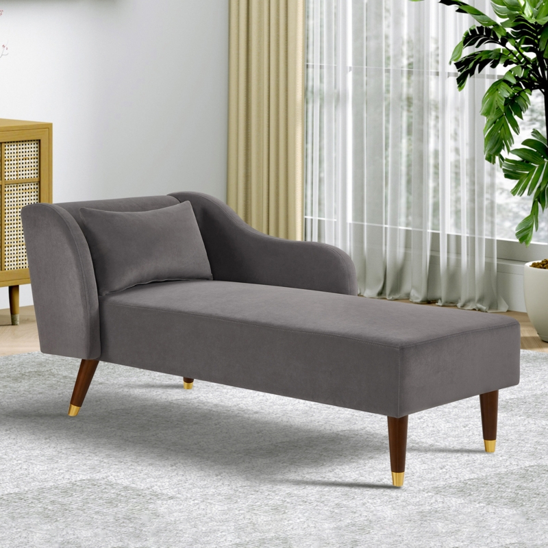 Tohura One Arm Left-Arm Velvet Upholstered Chaise Lounge