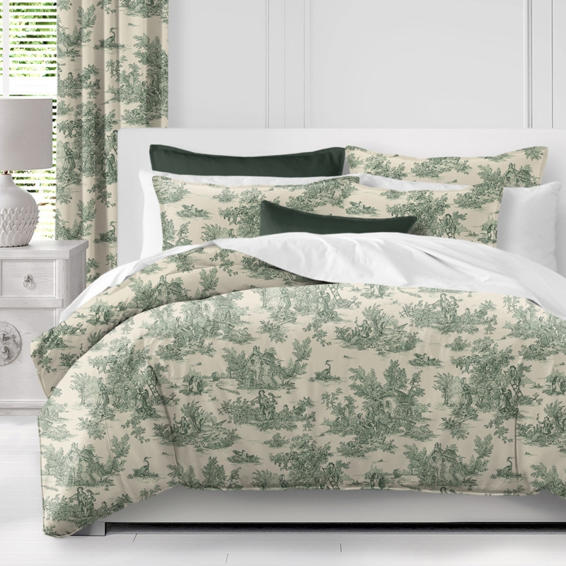 Toile De Jouy Cotton Toile Coverlet Set