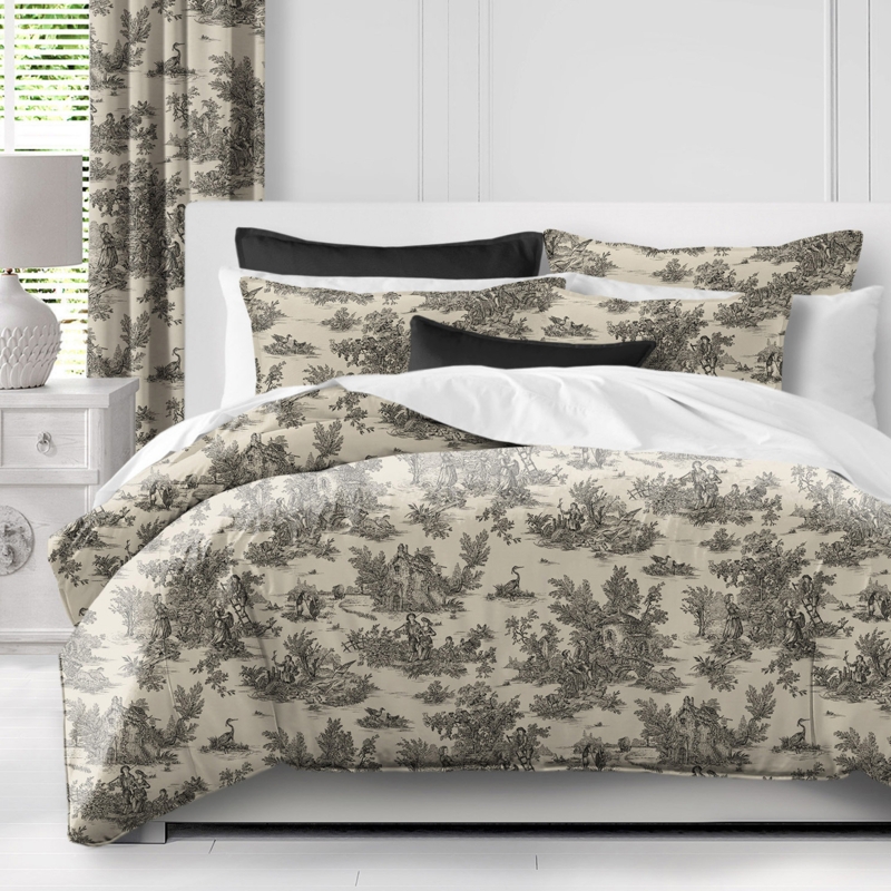 Toile De Jouy Cotton Toile Duvet Cover Set