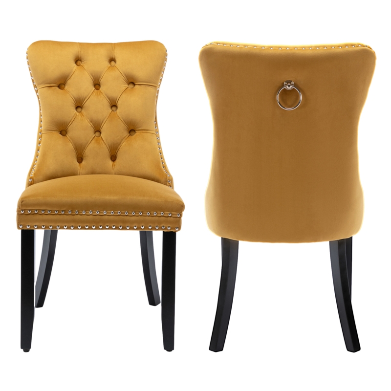 Tufted Velvet Wing Back Side Dining Chairs