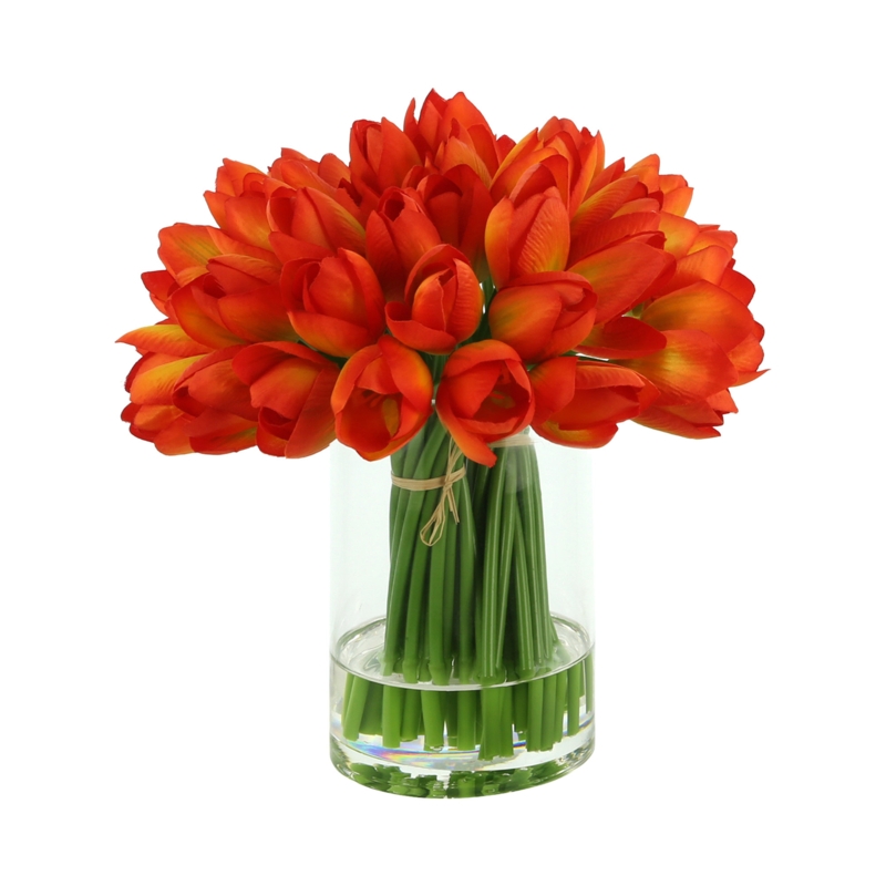 Tulip Bundles Arranged in Glass Vase