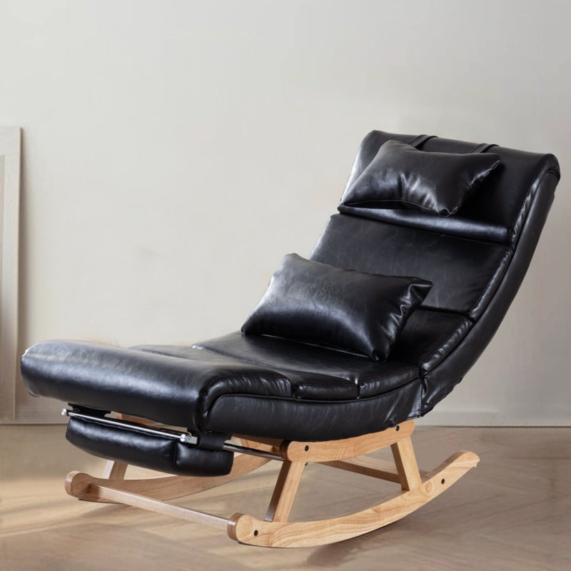 Tullyrusk PU Upholstered Rocking Chair, Headrest And Footrest Included