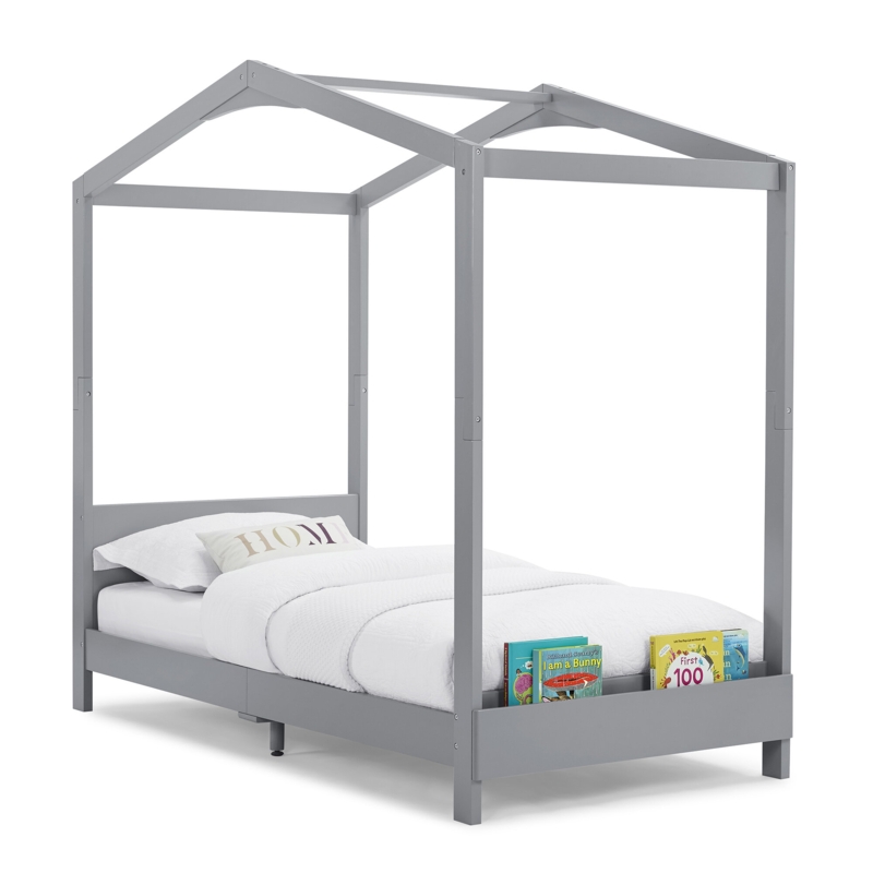 Twin Solid Wood Platform Standard Bed with Shelves by Delta Children
