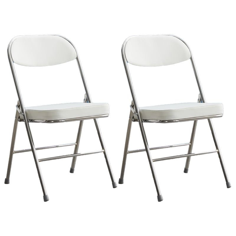 Upholstered Scandinavian Home Side Chair Matte Finish Folding Dining Chair - White / 2 Piece Set