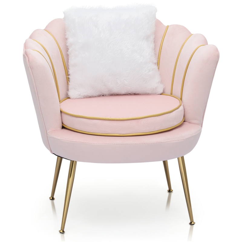 Upholstered Velvet Makeup Vanity Home Office Relaxation Armchair