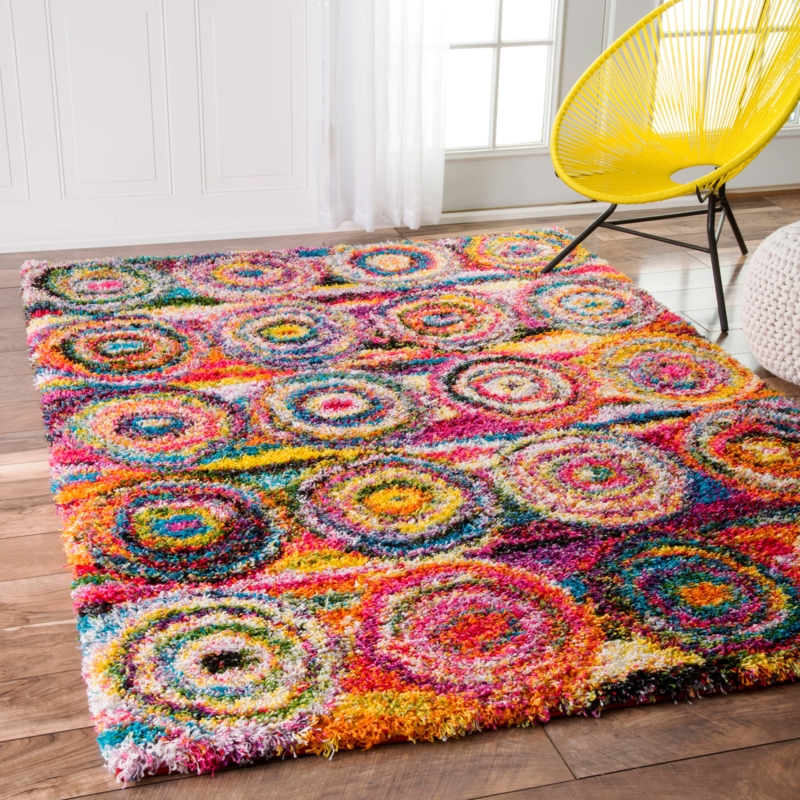 Verduzco Bohemian Circles Pink/Yellow/Multi Shag Rug