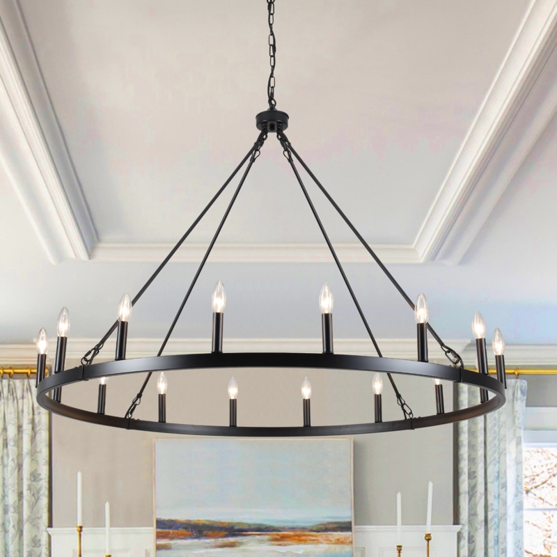 Vyolette 16 - Light Dimmable Wagon Wheel Chandelier