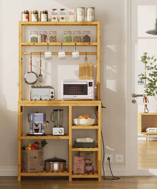 Wagma 31.5'' Solid Wood Standard Baker's Rack with Microwave Compatibility