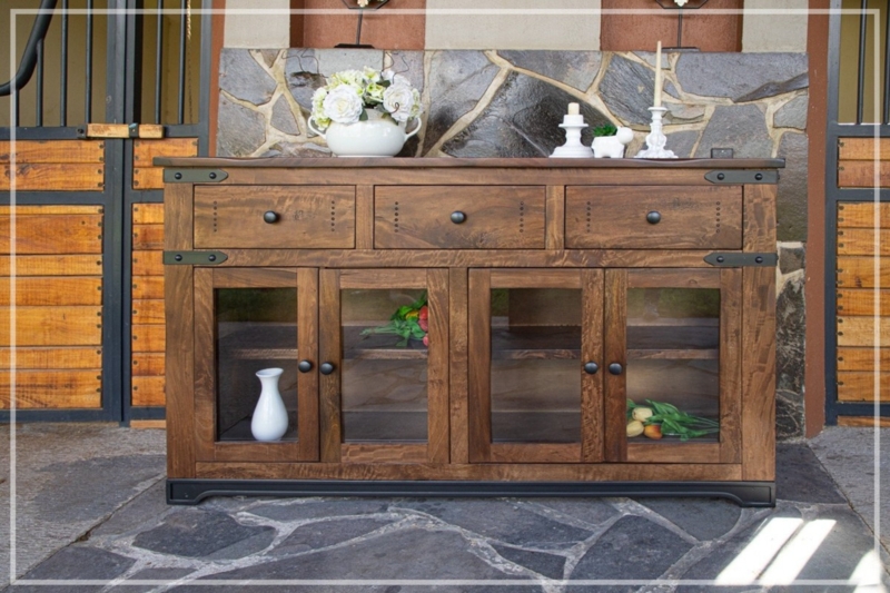 Wallsend 3 Drawer 4 Glass Door Sideboard