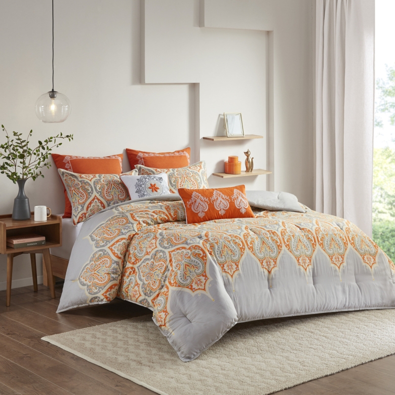 West Broadway Cotton Blend Damask Comforter Set