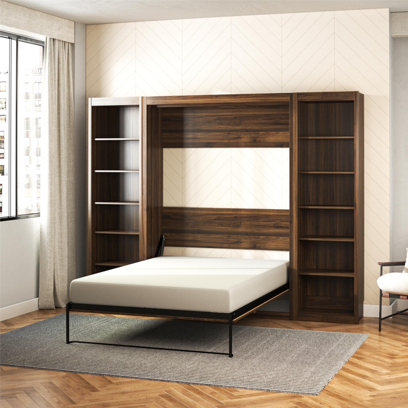 Wexford Murphy Bed with Side Storage Bookcases