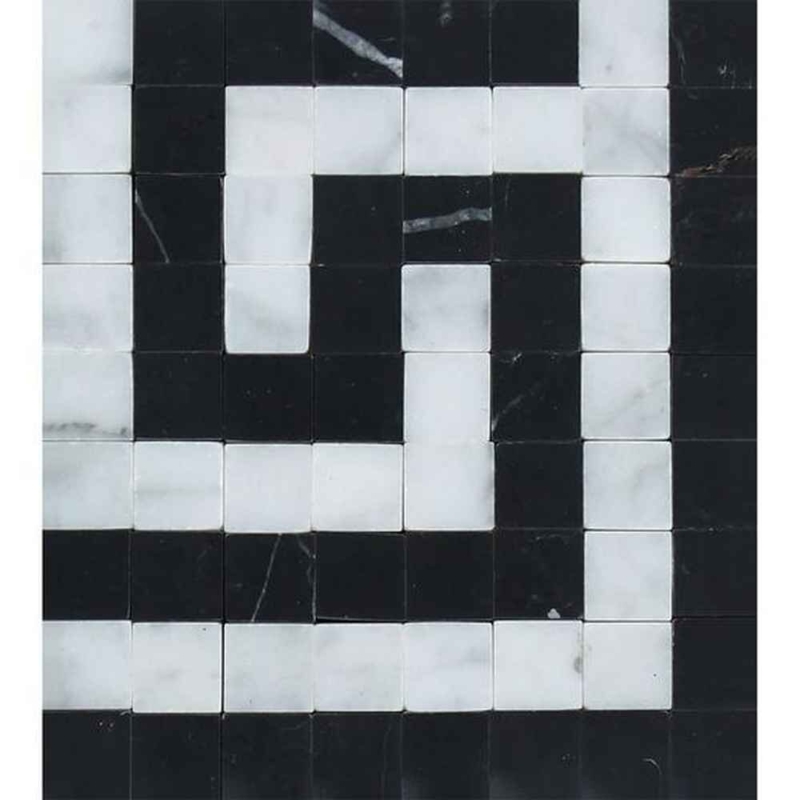 White Carrara Greek Key Border Corner Marble Look Wall Border