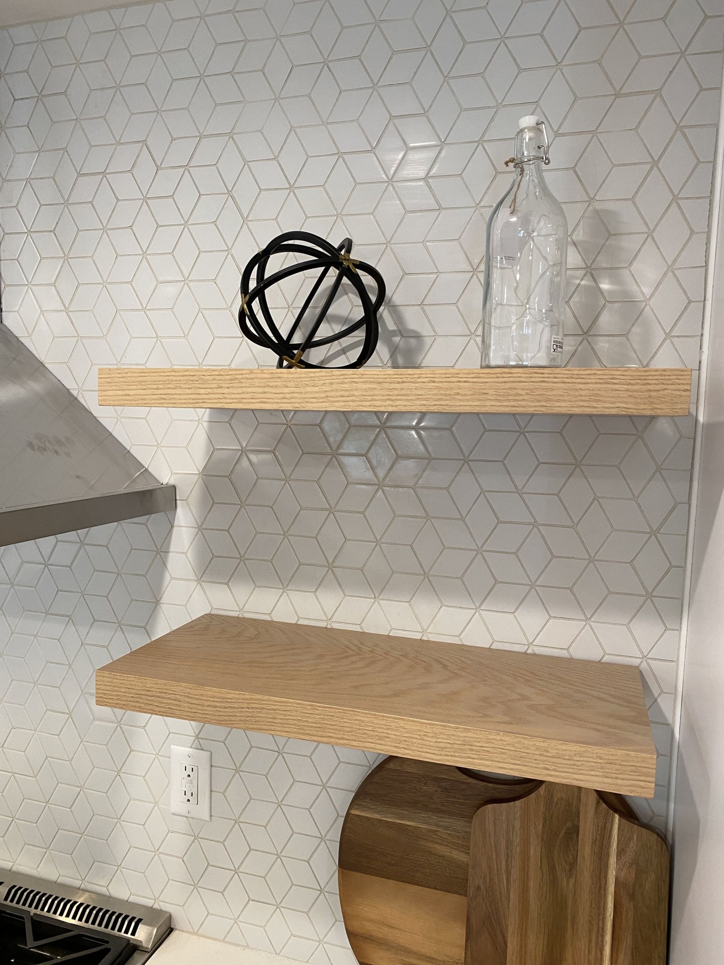 White Oak Floating Shelf, Custom Length, Depth, Includes Hidden Bracket And Hardware