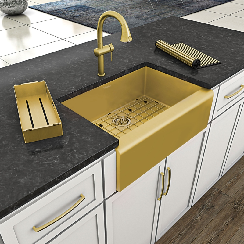 Whitehaus Collection 30" Front Apron Single Bowl Stainless Steel Kitchen Sink Set