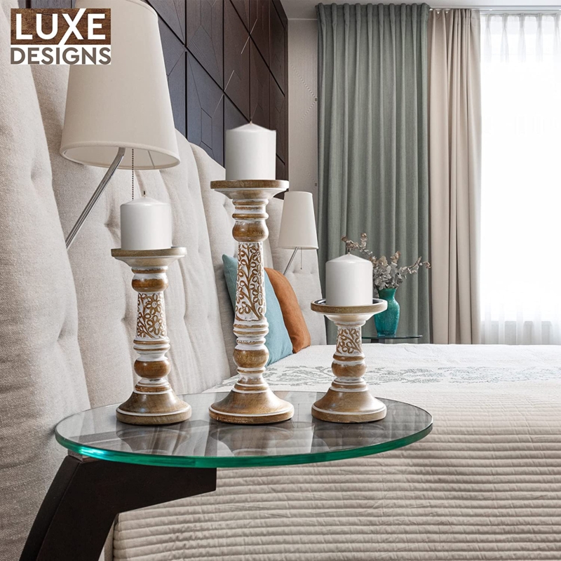 Wood Tabletop Candlestick
