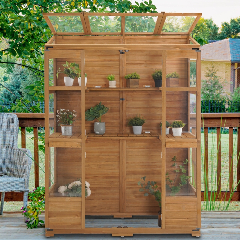 Wooden 57.9" W x 28.5" D Greenhouse