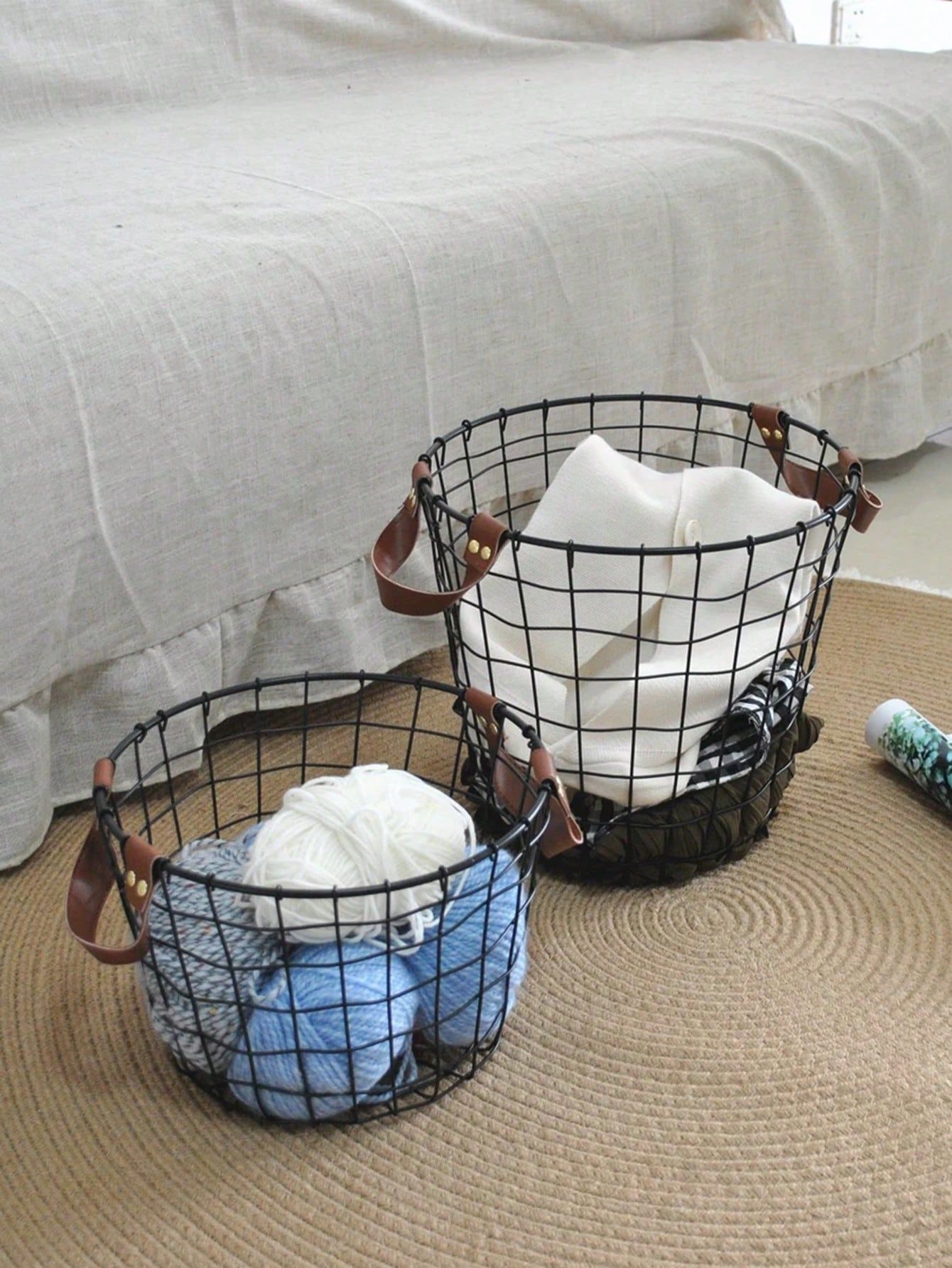 1pc Metal Portable Storage Basket, Laundry Basket, Stackable Storage Box, Suitable For Kitchen Cabinet, Bathroom, Storage Room, Garage, Laundry Room