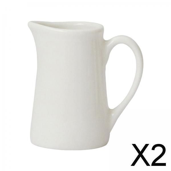 2x Milk Accessory Porcelain Creamer With Handle For Kitchen Home Sugar
