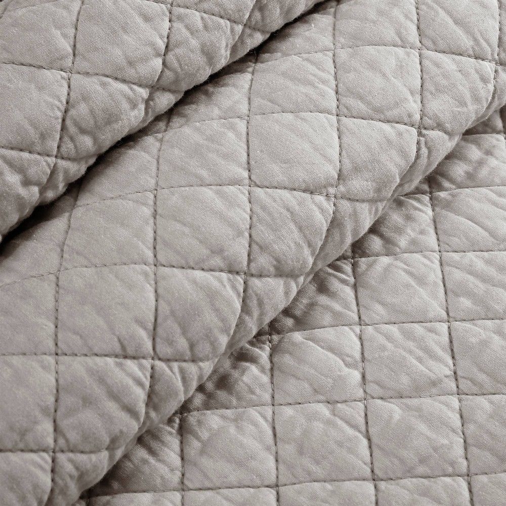 3pc California King Ava Diamond Oversized Cotton Quilt Set Gray - Lush Dcor