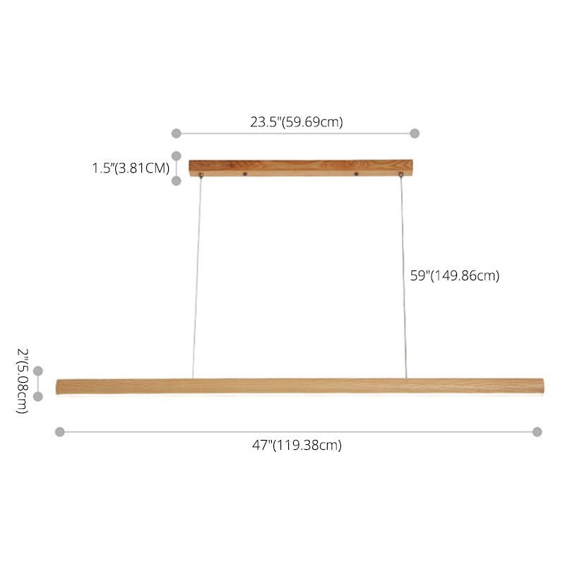 Ash Wood Tubular Hanging Lamp Nordic Style Dining Room LED Island Lighting Ideas - Dark Wood / Natural Light