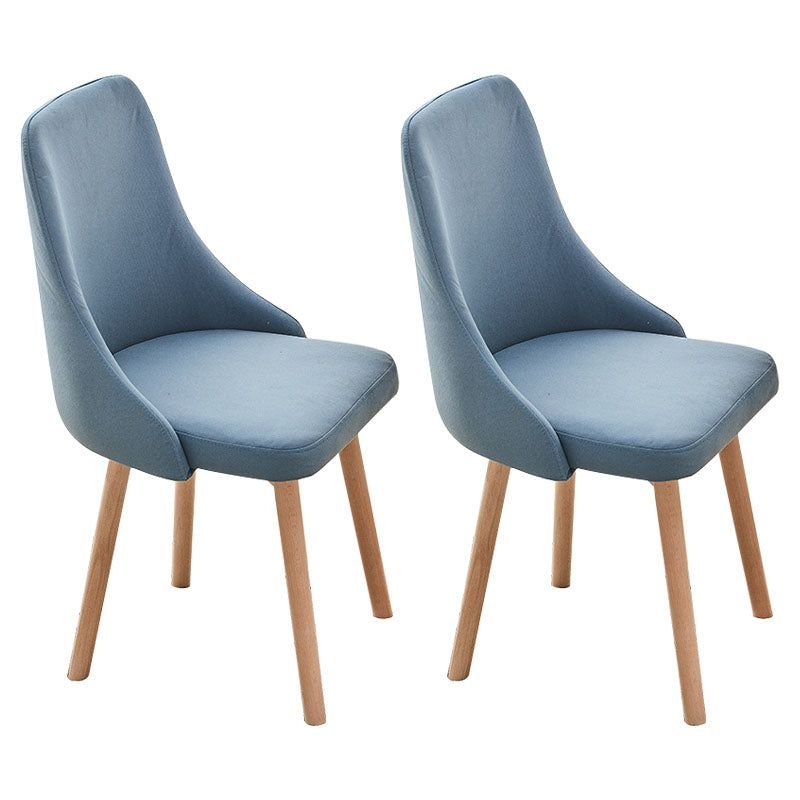 Contemporary Bedroom Upholstered Side Chair Matte Finish Parsons Dining Chair - Dark Blue / 2 Piece Set